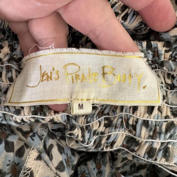 Jen's Pirate Booty Dress Womens Medium Smocked Puff Sleeve Boho Floral - Picture 6 of 9
